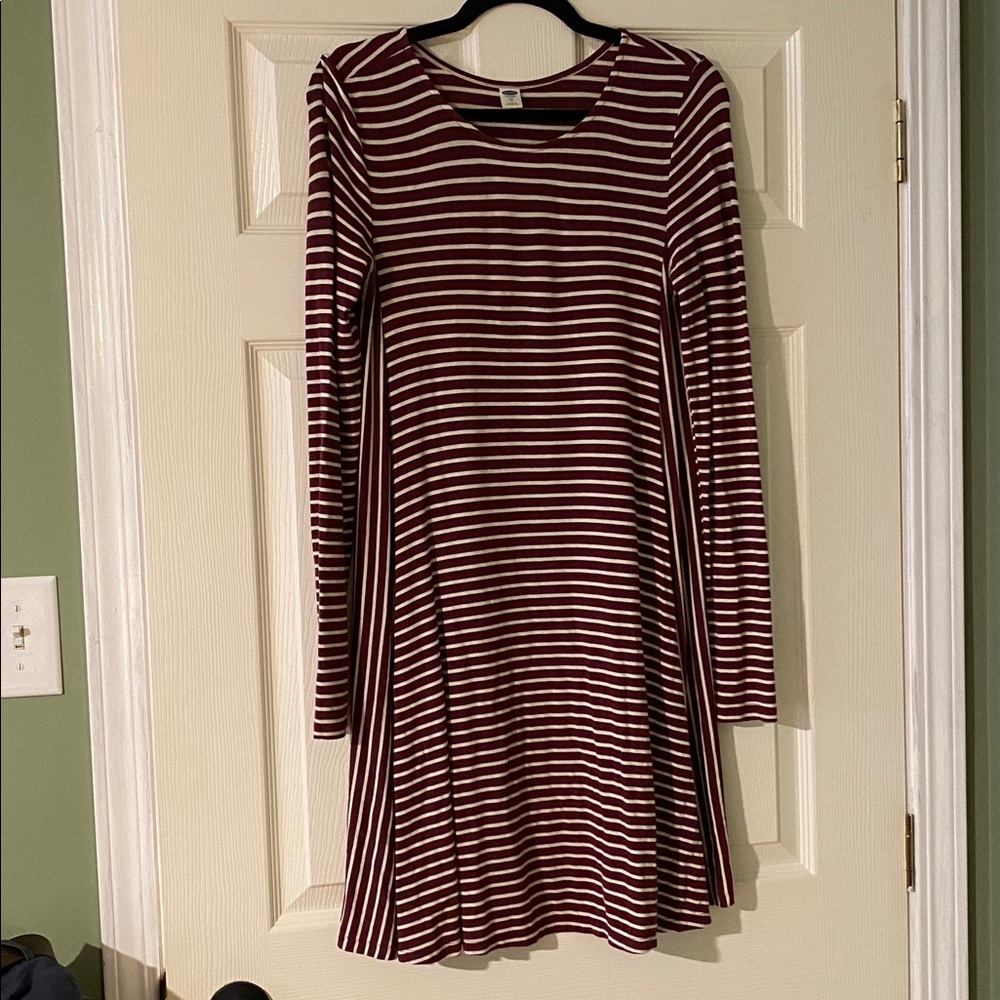 Old Navy Maroon and White Striped Top